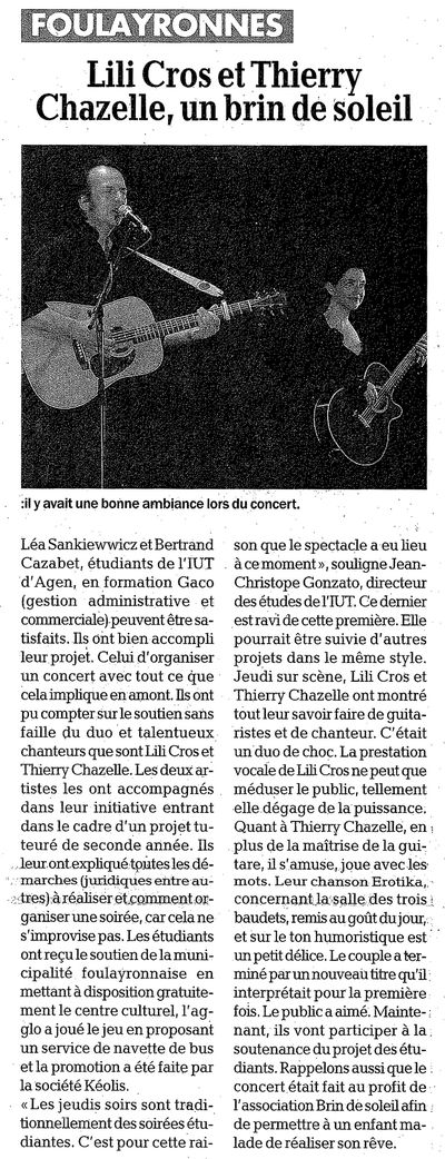 La Dépêche du Midi, 26 mars 2010