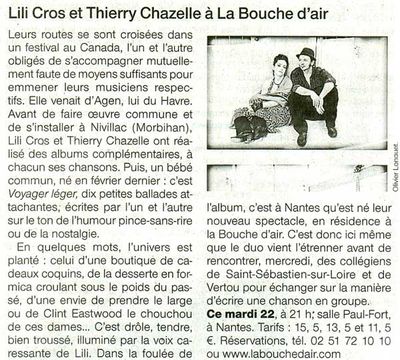 Ouest France, 22 mars 2011