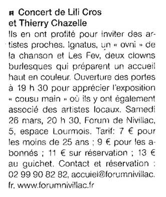 Ouest France, 23 mars 2011