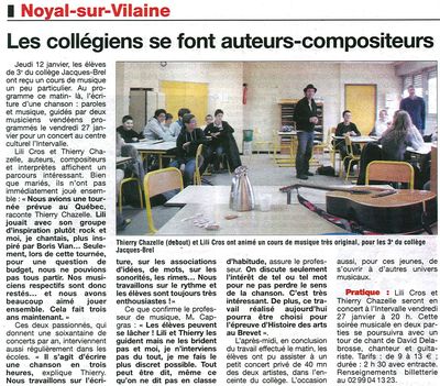 Le Journal de Vitré, 27 janvier 2012