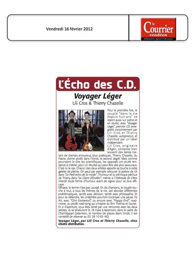 Le Courrier Vendéen, 16 février 2012