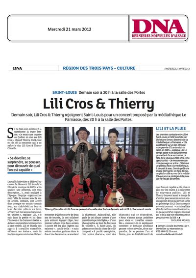 Les Dernières Nouvelles d'Alsace, 21 mars 2012