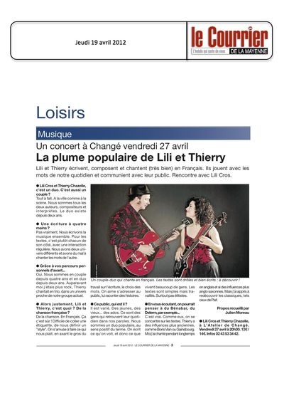 Le Courrier de la Mayenne, 19 avril 2012
