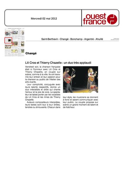 Ouest France, 2 mai 2012