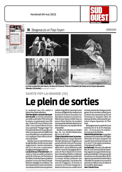 Sud Ouest, 4 mai 2012