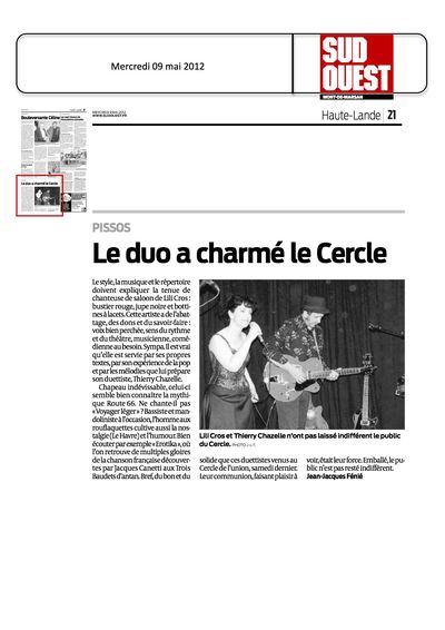Sud Ouest, 9 mai 2012