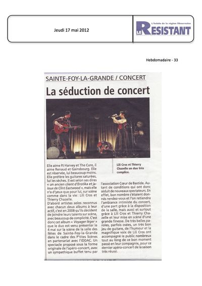 Le Résistant, 17 mai 2012