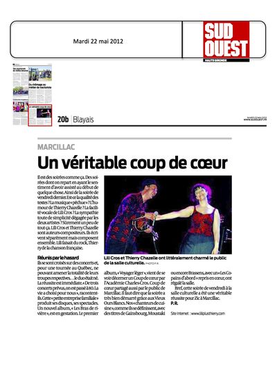 Sud Ouest, 22 mai 2012