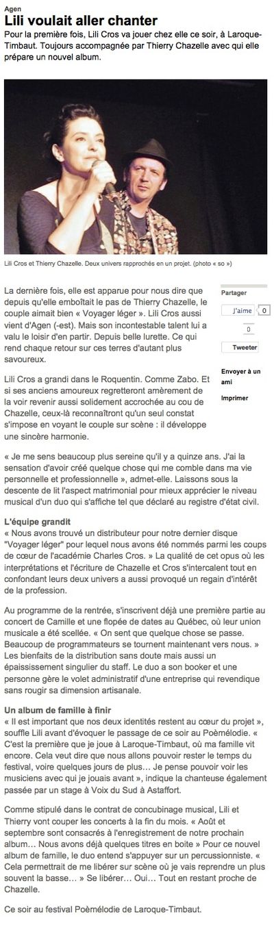 Sud Ouest, 20 juillet 2012