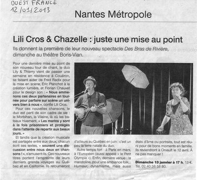 Ouest France, 12 janvier 2013