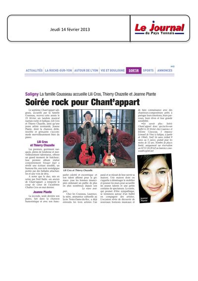 Le Journal du Pays Yonnais, 14 février 2013