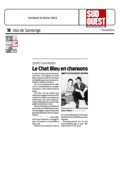 Sud Ouest, 22 février 2013