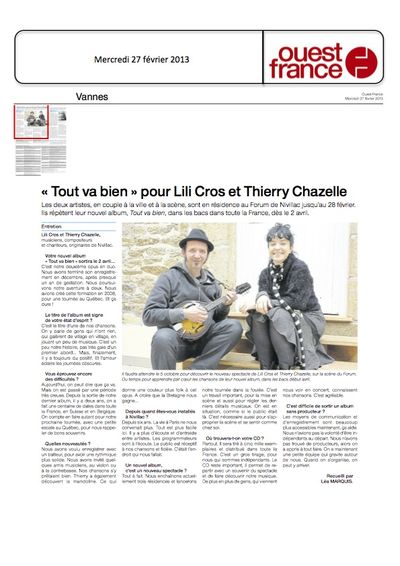 Ouest France, 27 février 2013