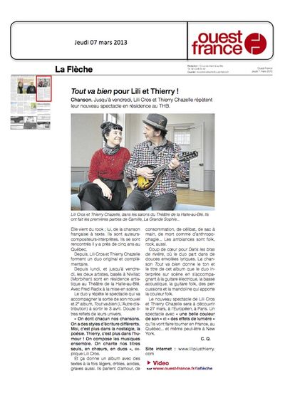 Ouest France, 7 mars 2013