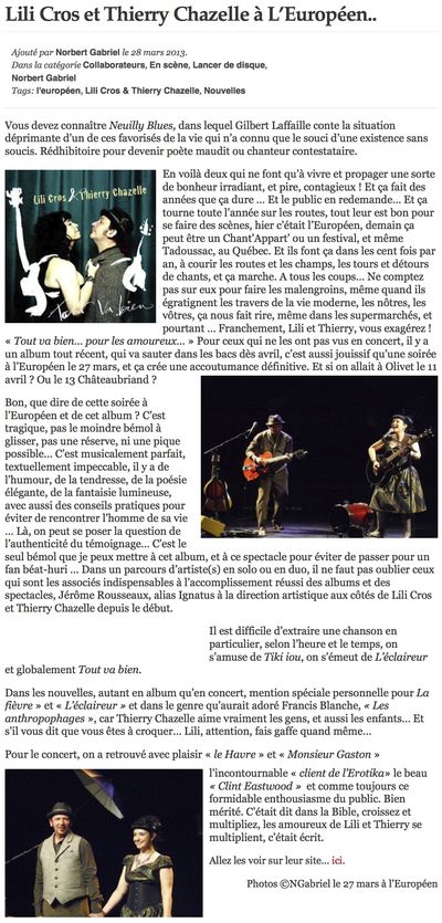 Nos Enchanteurs, 28 mars 2013