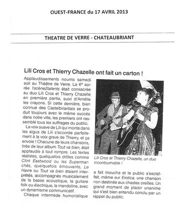 Ouest France, 17 avril 2013