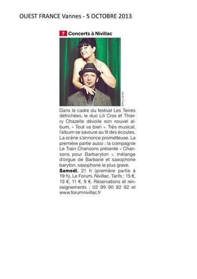 Ouest France, 5 octobre 2013