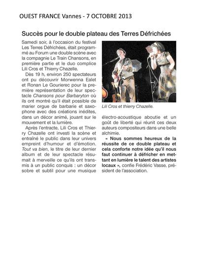Ouest France, 7 octobre 2013