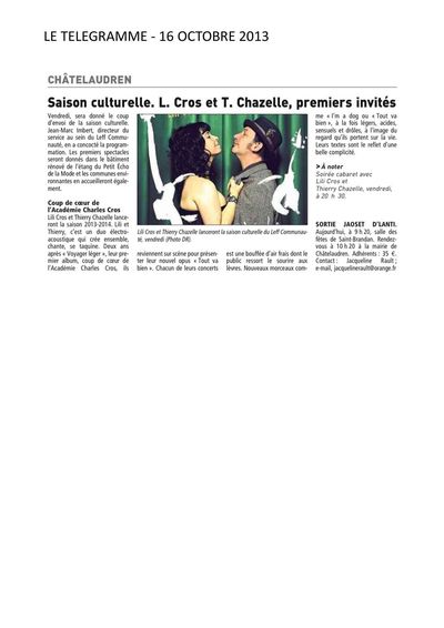 Le Télégramme, 16 octobre 2013