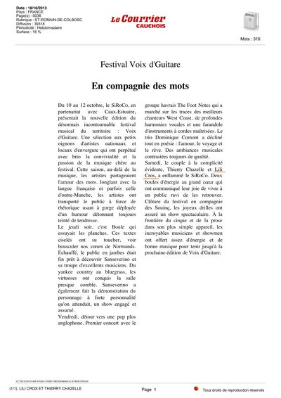 Le Courrier Cauchois, 18 octobre 2013