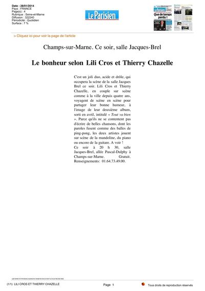 Le Parisien, 28 janvier 2014