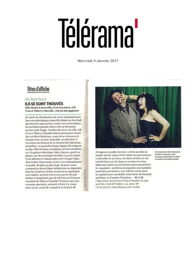 Télérama, 4 janvier 2017