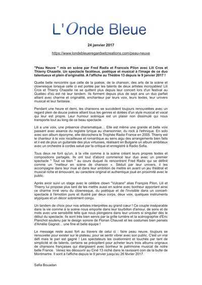 L'Onde Bleue.com, 24 janvier 2017