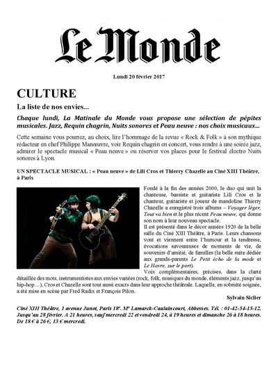 Le Monde, 20 février 2017
