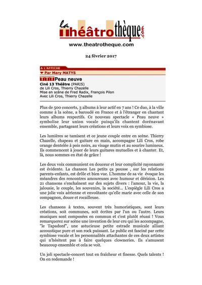 La Théâtrothèque.com, 24 février 2017