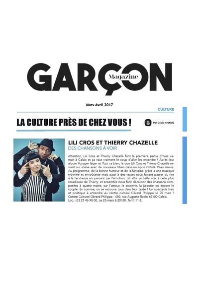 Garçons Magazine, 1 mars 2017