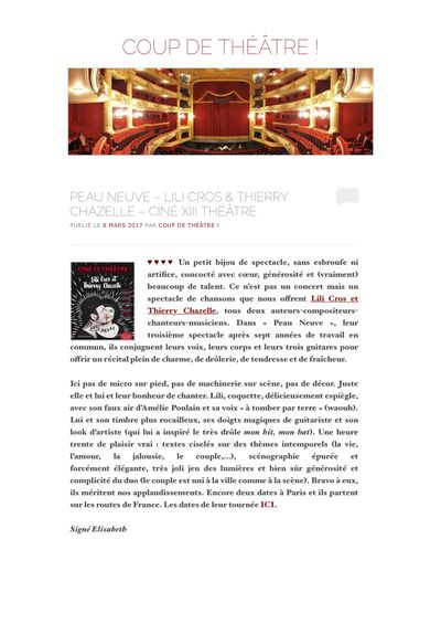 Coup2Théâtre, 8 mars 2017