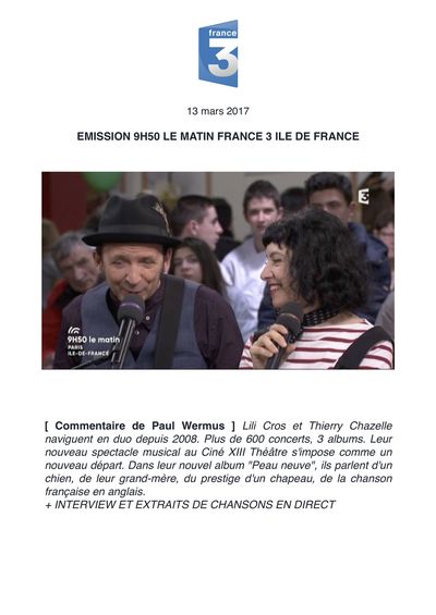 France 3 Île-de-France, 13 mars 2017