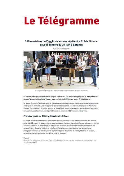Le Télégramme, 21 avril 2022