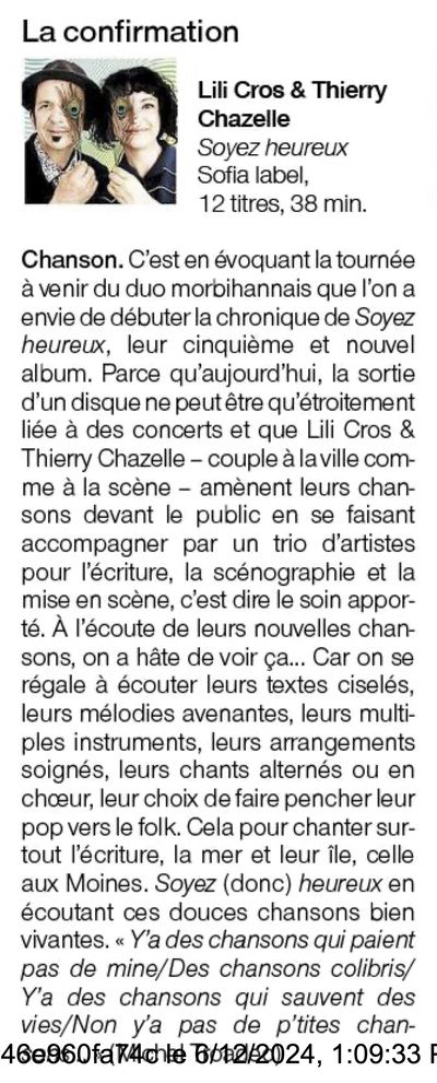 Ouest France, 12 juin 2024